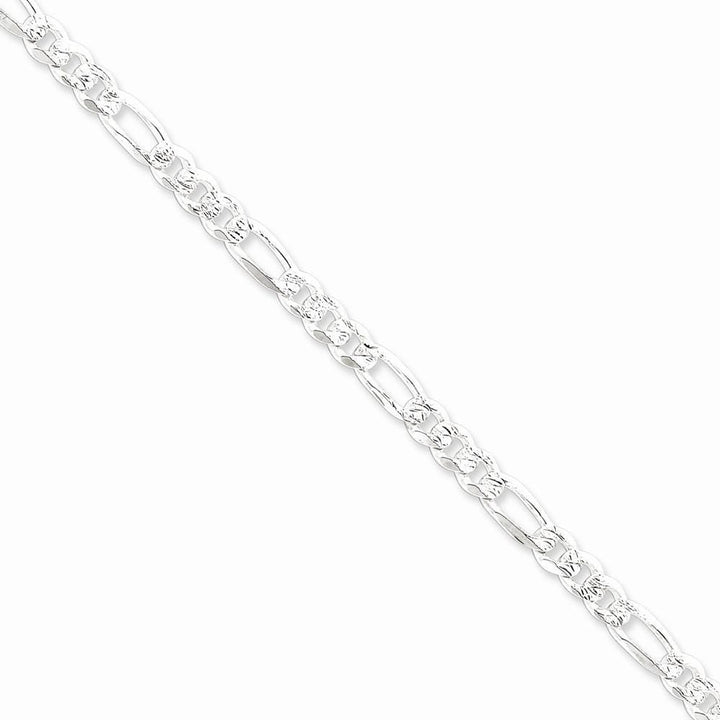 Silver 5.50-mm Solid Pave Flat Figaro Chain