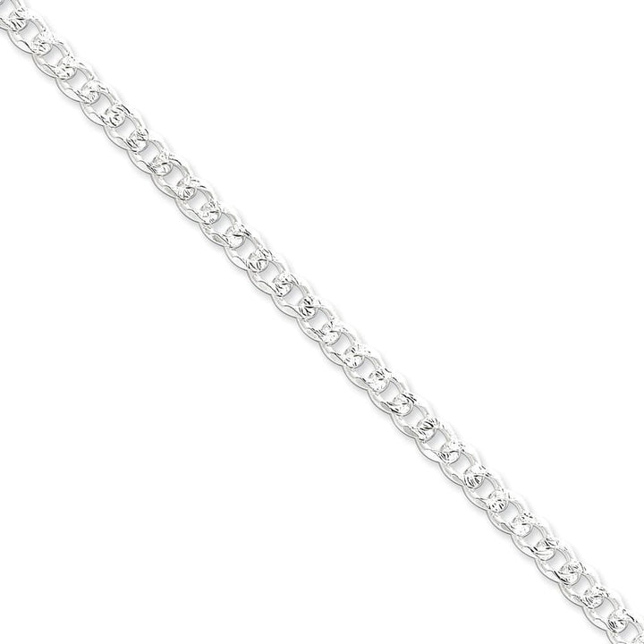 Silver 5.50-mm Solid Pave Link Curb Chain