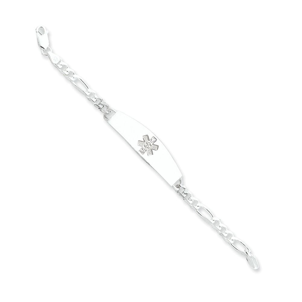 Silver 5-MM Wide Medical ID 8-inch Figaro Bracelet.