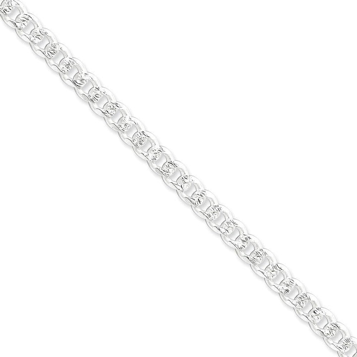 Silver 7.00-mm Solid Pave Link Curb Chain