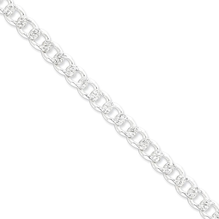 Silver 8.00-mm Solid Pave Link Curb Chain