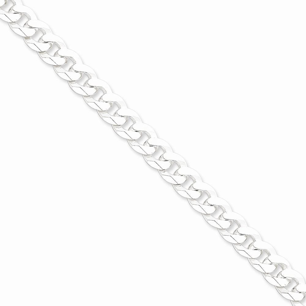 Silver 8.50-mm Solid Beveled Link Curb Chain