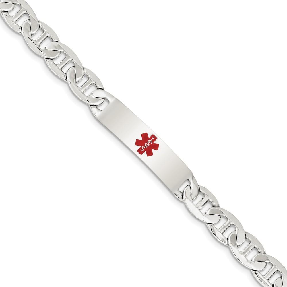 Silver 9-MM Wide Medical Anchor 8.50 inch ID Bracelet.