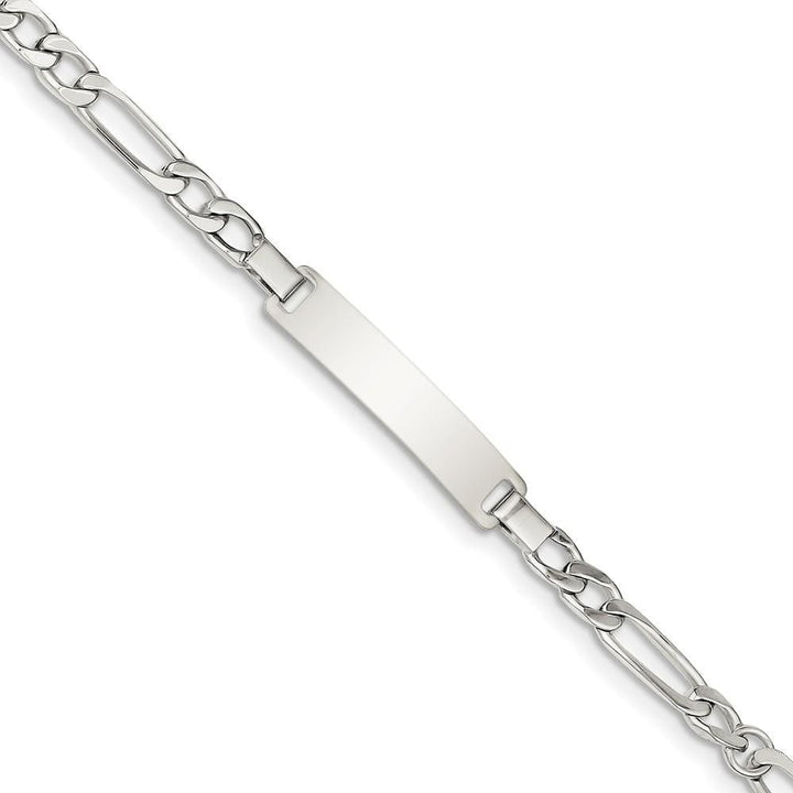 Silver Engravable Childrens ID Figaro Bracelet