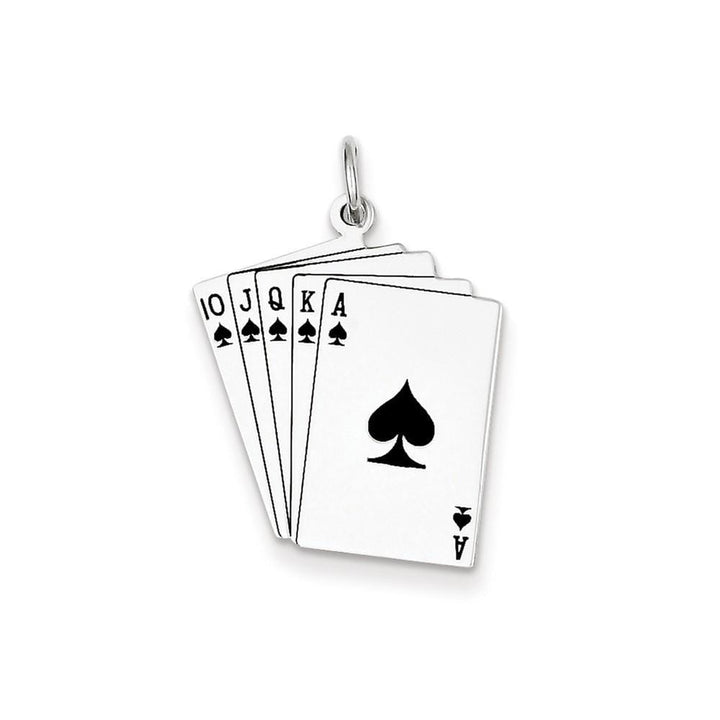 Silver Polish Finish Enamel Playing cards Charm