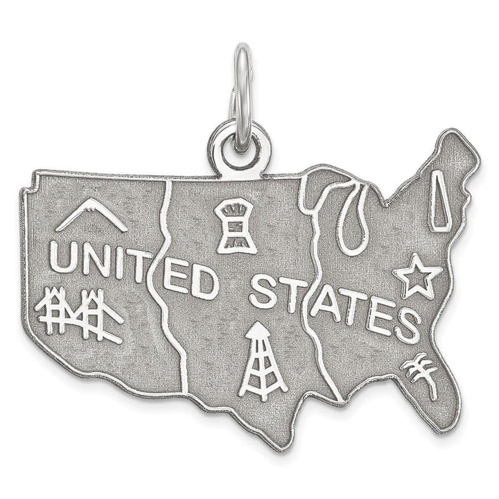 Silver Polish Satin Finish United States Charm