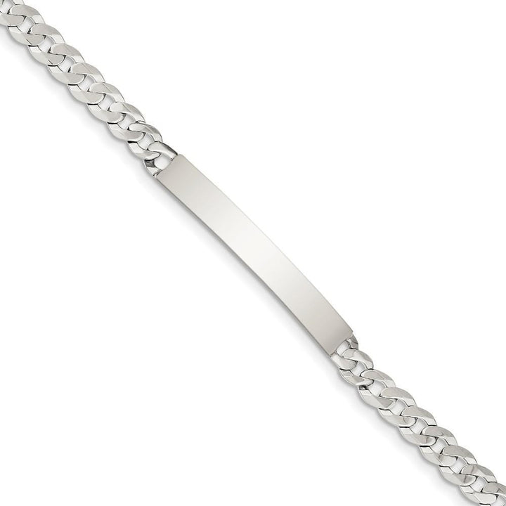 Silver Polished Curb Link ID 7.50 inch Bracelet