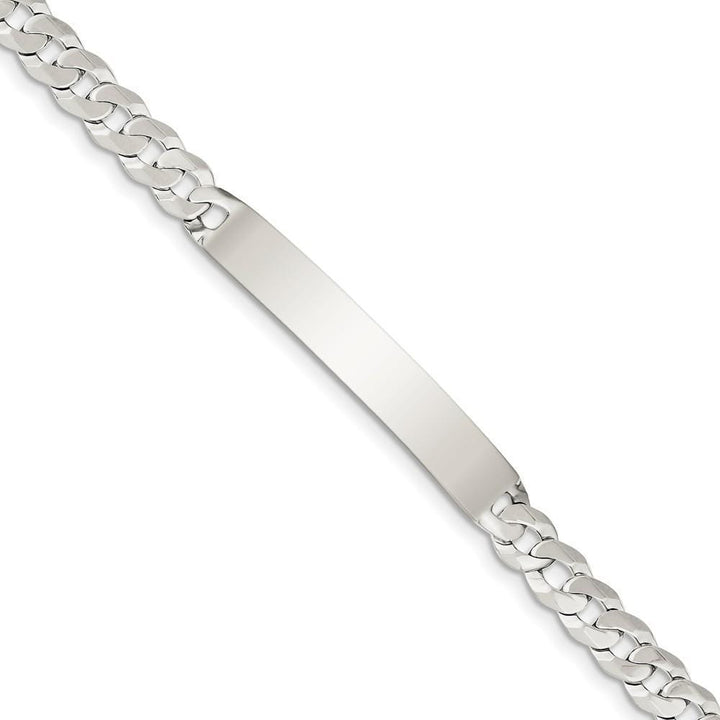 Silver Polished Curb Link ID 7.50 inch Bracelet