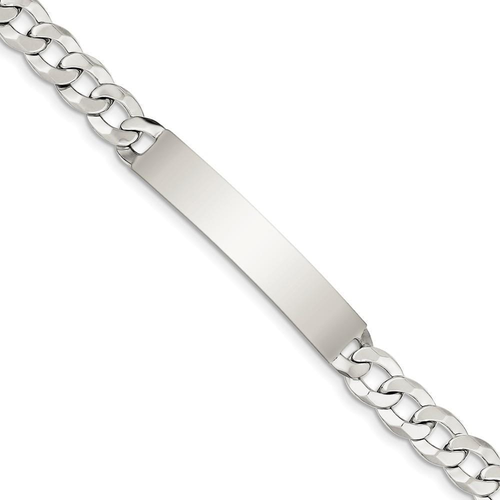 Silver Polished Curb Link ID 7.50 inch Bracelet