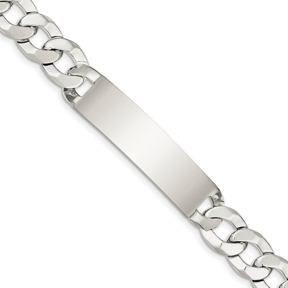 Silver Polished Curb Link ID 7.50 inch Bracelet