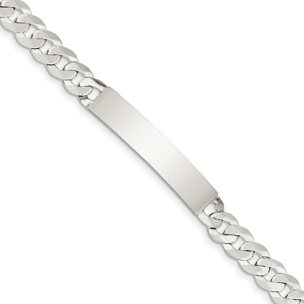 Silver Polished Curb Link ID 8.50 inch Bracelet