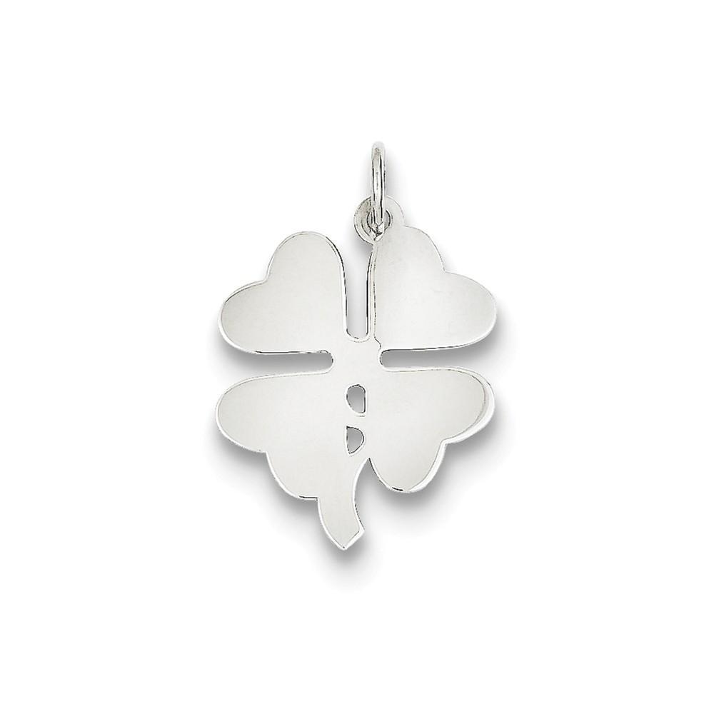 Silver Polished Flat Disc 4-leaf Clover Charm