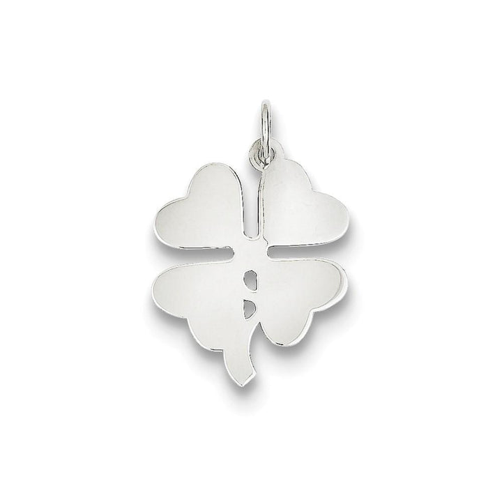 Silver Polished Flat Disc 4-leaf Clover Charm