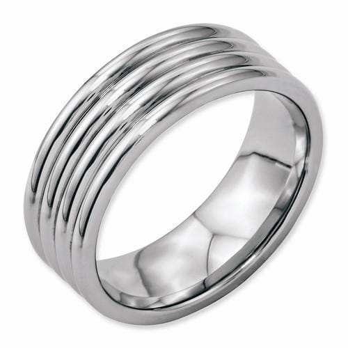 Stainless Steel Grooved 8MM Polished Band