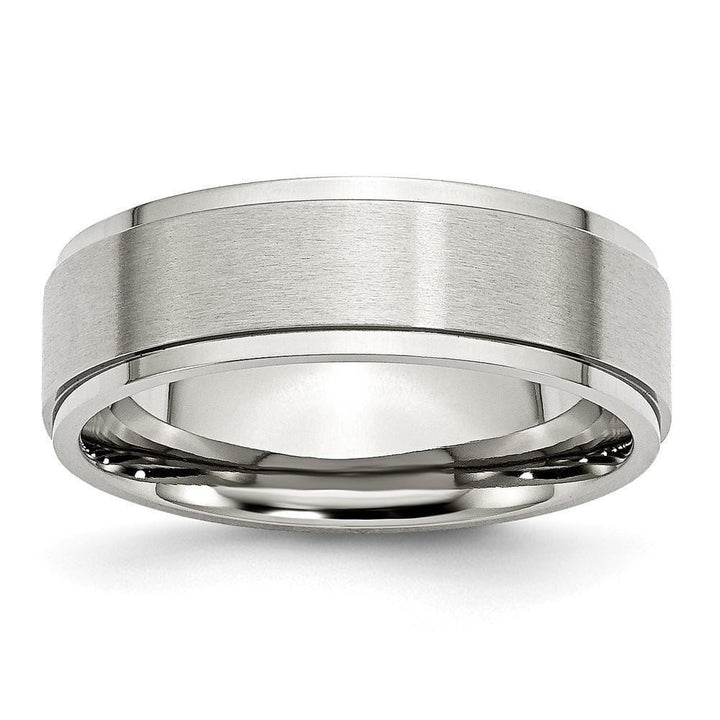 Stainless Steel Ridged Edge 7MM Ring