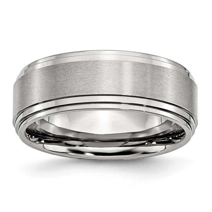 Stainless Steel Satin Polished Ridged edge Band