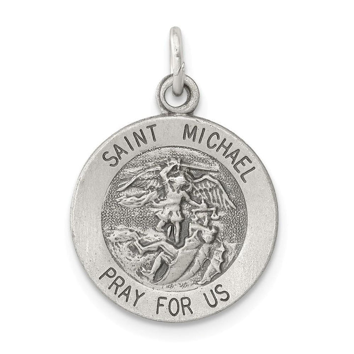 Sterling Silver Antiqued Saint Michael Medal Pendant