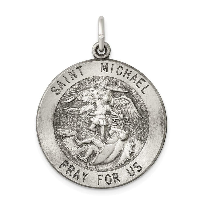 Sterling Silver Antiqued Saint Michael Medal