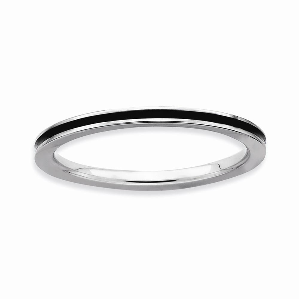 Sterling Silver Black Enameled 1.5MM Ring