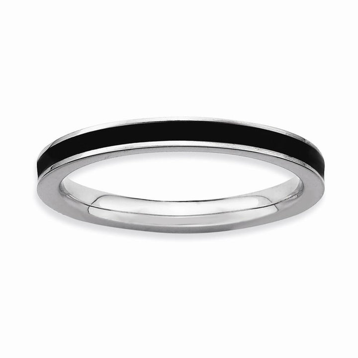 Sterling Silver Black Enameled 2.25MM Ring