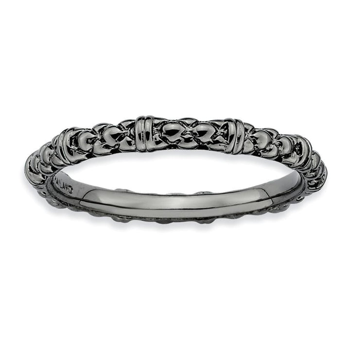 Sterling Silver Black-Plated Cable Ring