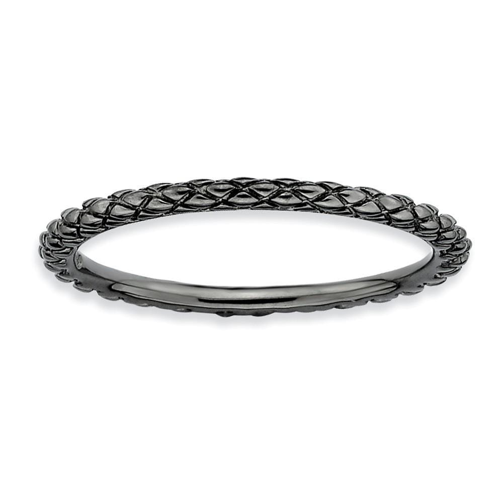 Sterling Silver Black-Plated Criss-Cross Ring