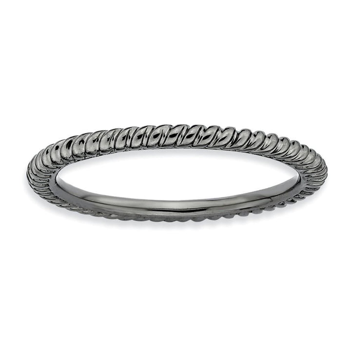 Sterling Silver Black-Plated Twisted Ring