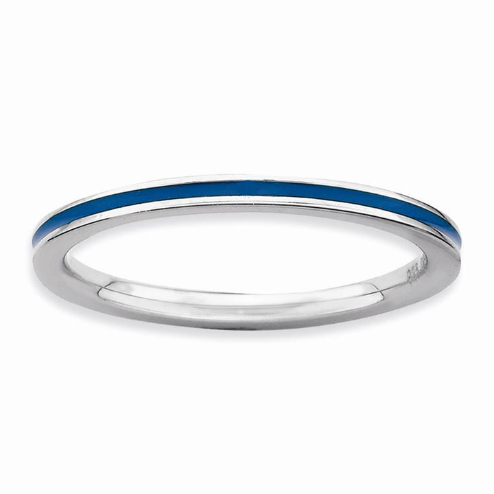 Sterling Silver Blue Enameled 1.5MM Ring