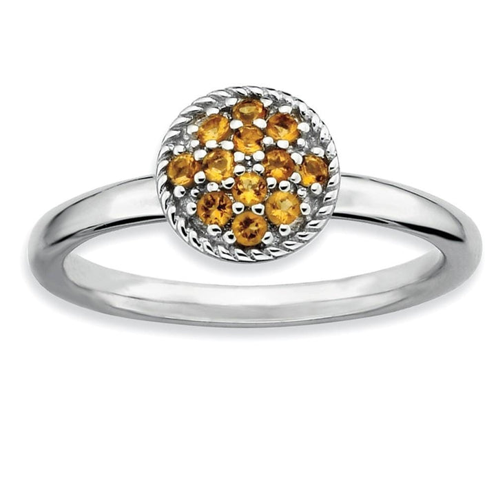 Sterling Silver Citrine Rhodium Ring