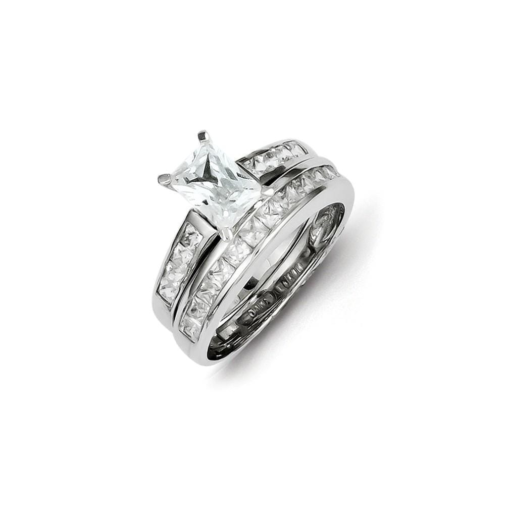 Sterling Silver Cubic Zirconia Band Rings Set