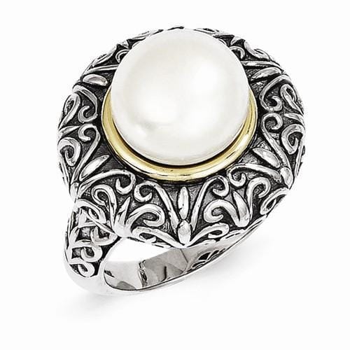 Sterling Silver Gold Pearl Ring