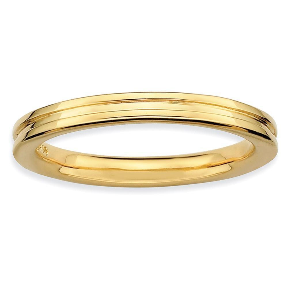 Sterling Silver Gold-Plated Grooved Ring