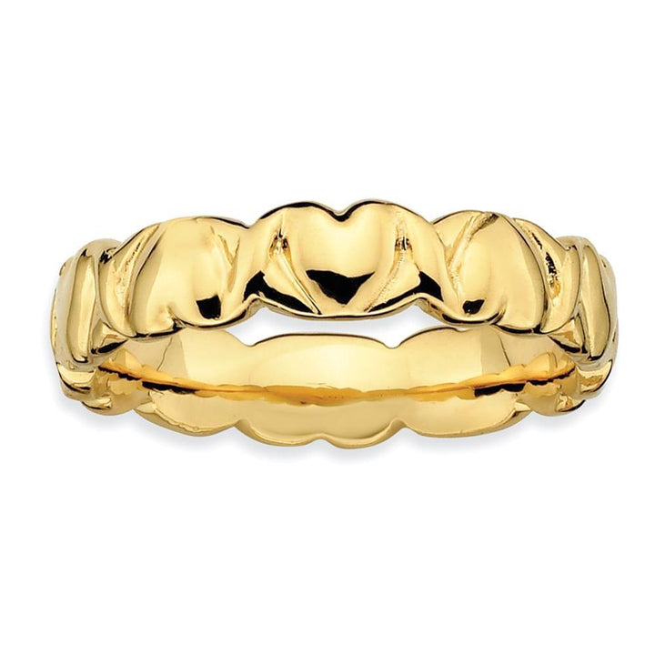 Sterling Silver Gold-Plated Hearts Ring