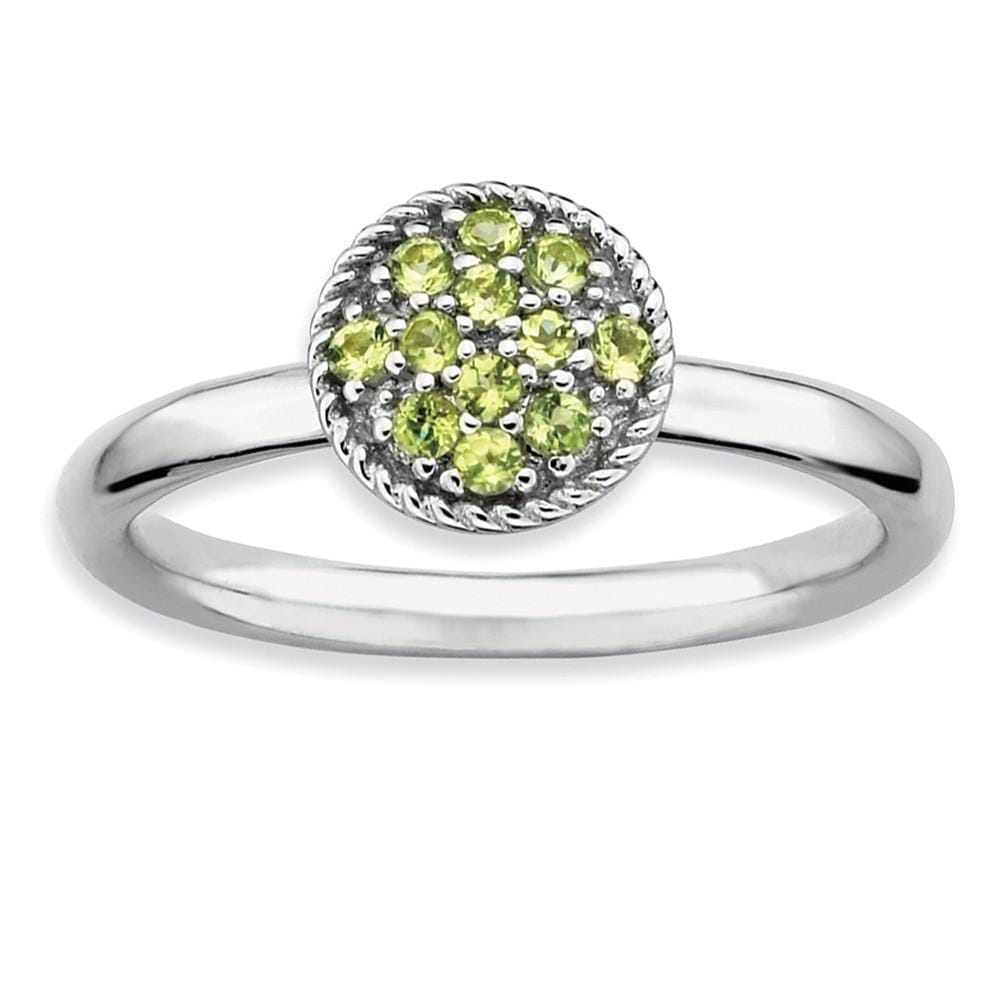 Sterling Silver Peridot Rhodium Ring