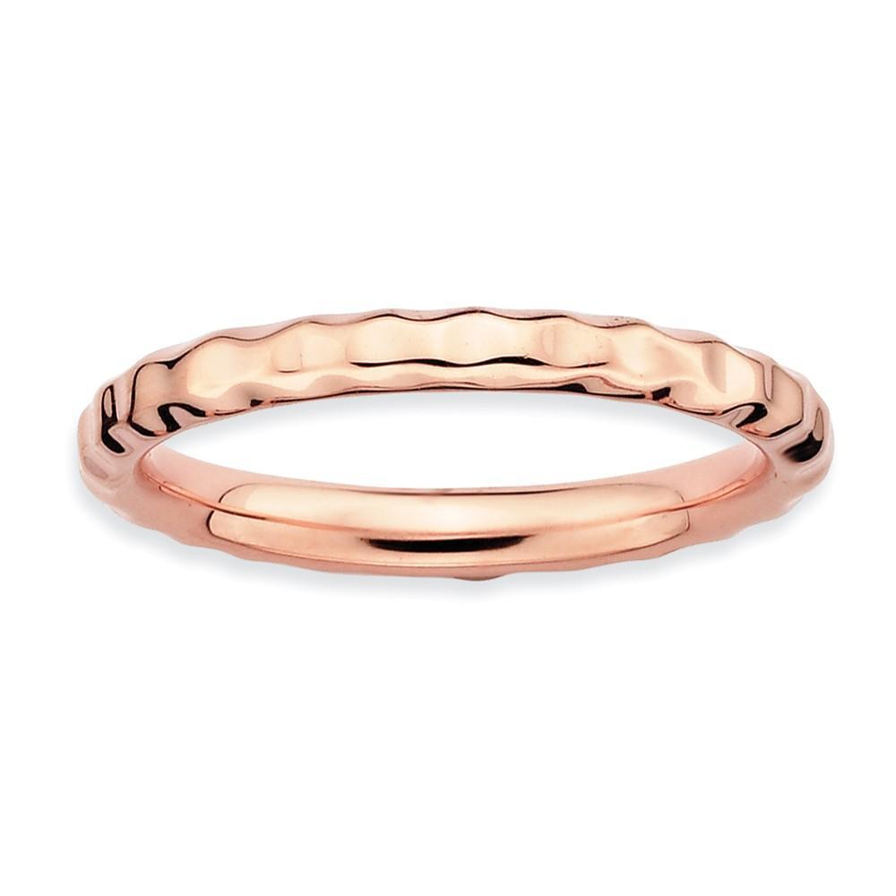 Sterling Silver Pink-Plated Hammered Ring