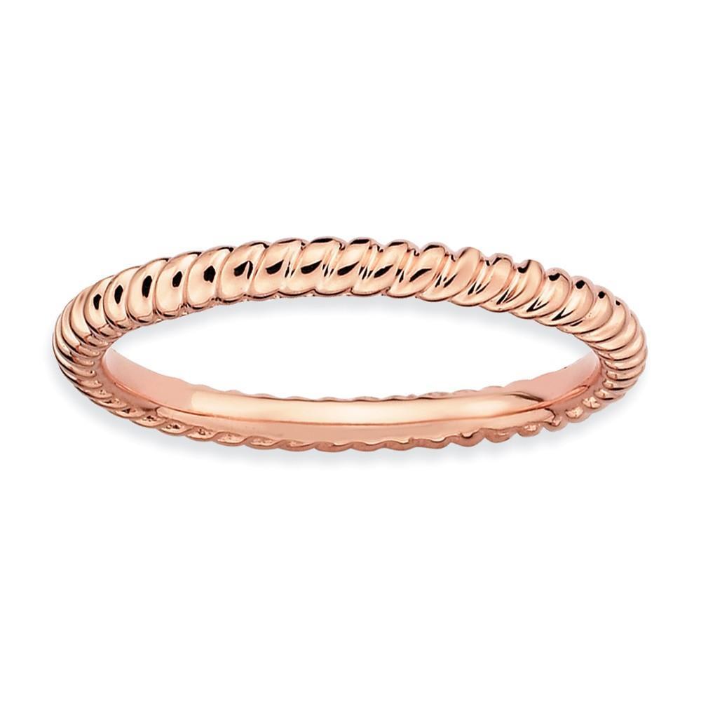 Sterling Silver Pink-Plated Twisted Ring