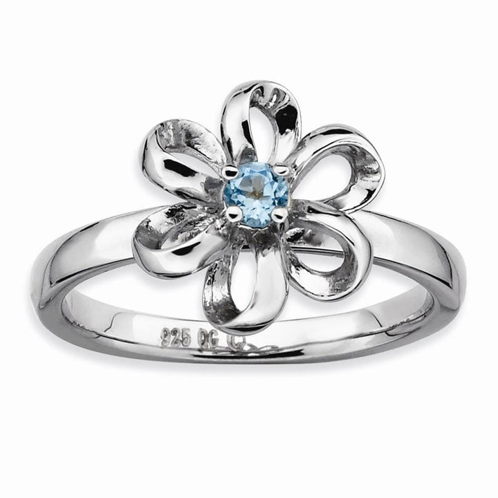 Sterling Silver Polished Blue Topaz Flower Ring