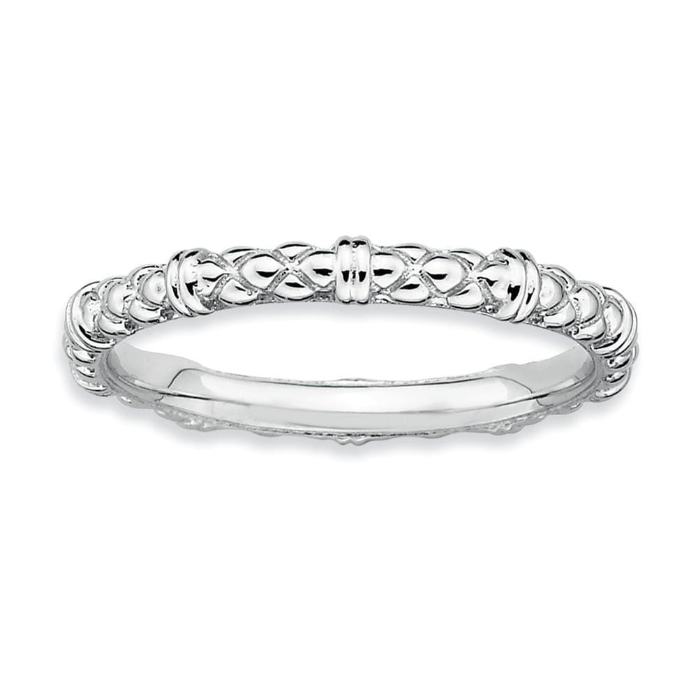 Sterling Silver Rhodium Cable Ring