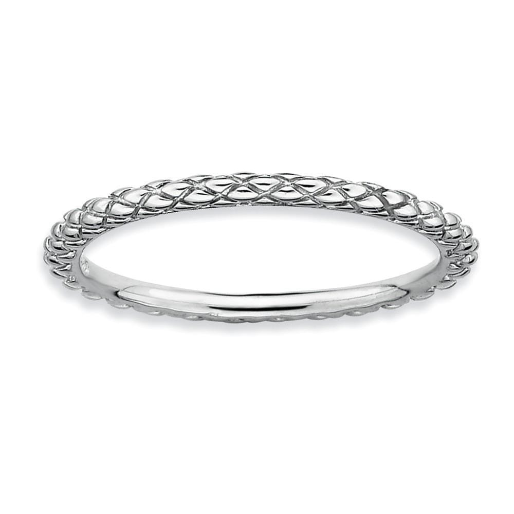 Sterling Silver Rhodium Criss-Cross Ring