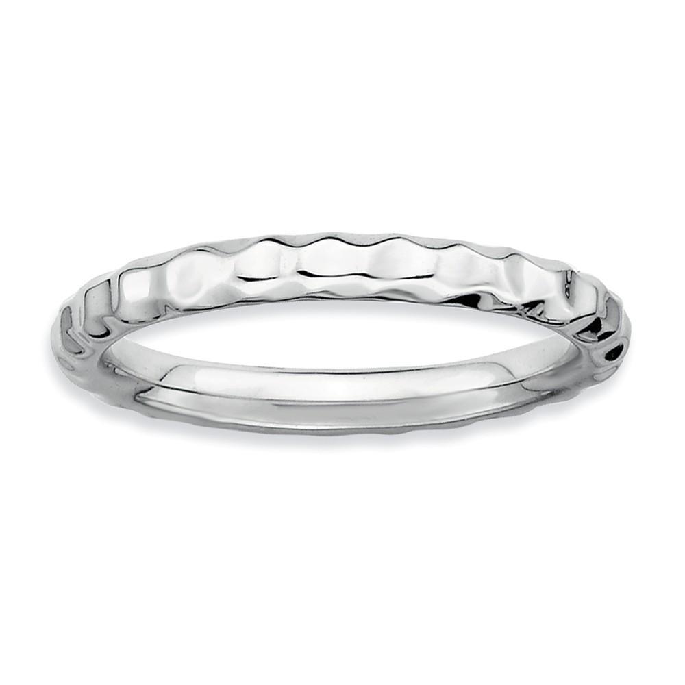 Sterling Silver Rhodium Hammered Ring