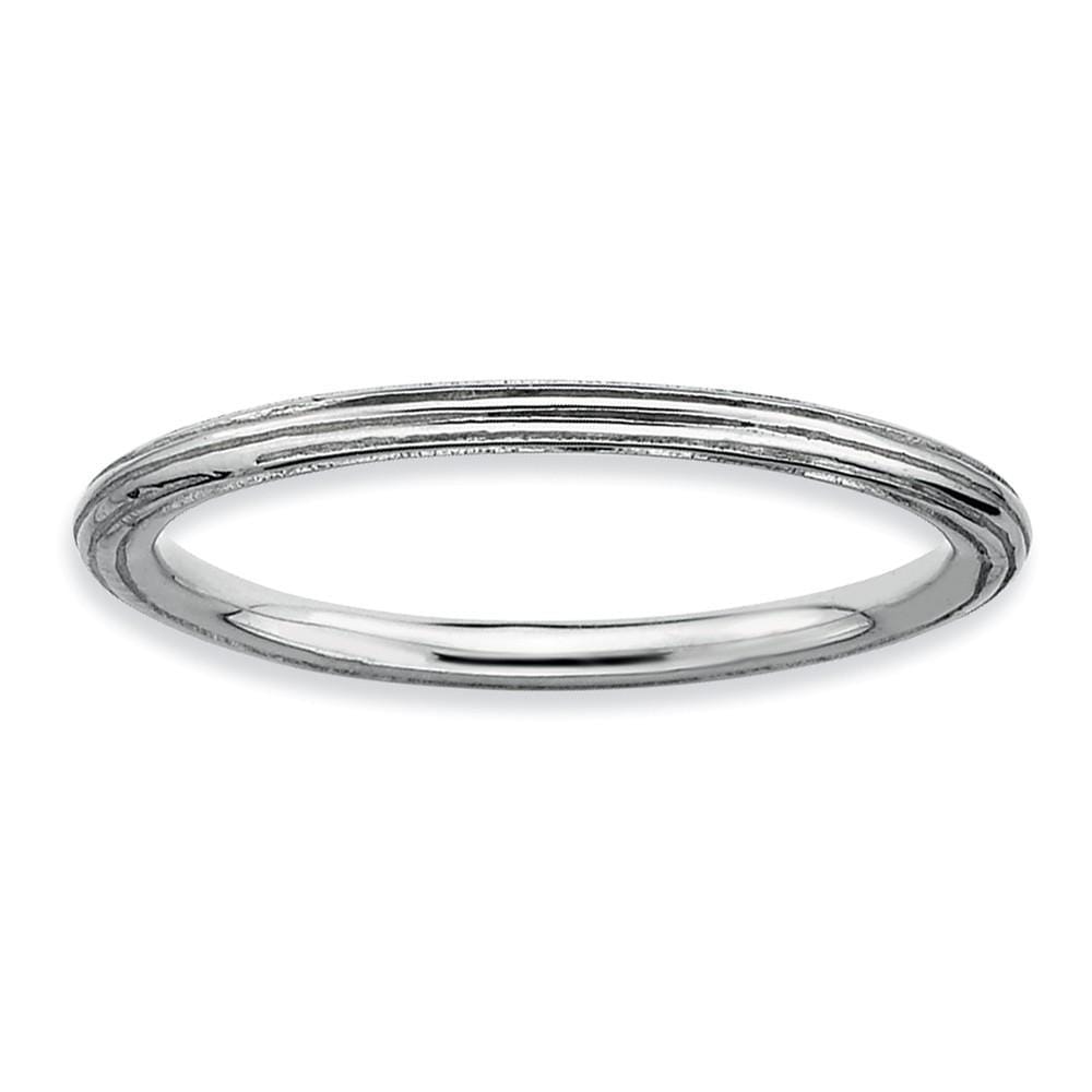 Sterling Silver Rhodium Step-Down Ring