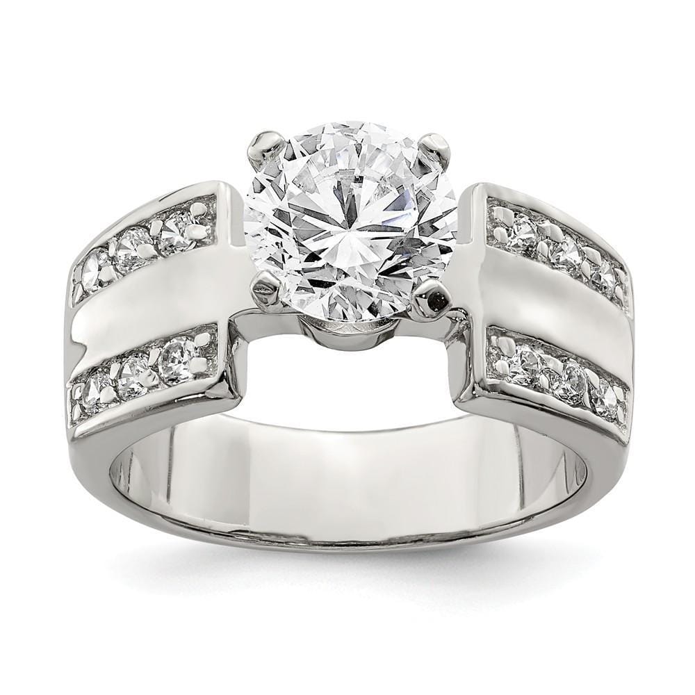 Sterling Silver Solitaire Cubic Zirconia Ring