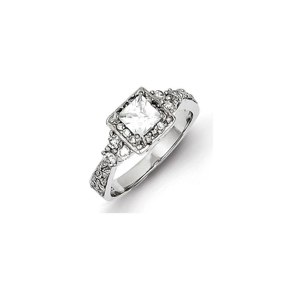 Sterling Silver Square Cubic Zirconia Ring