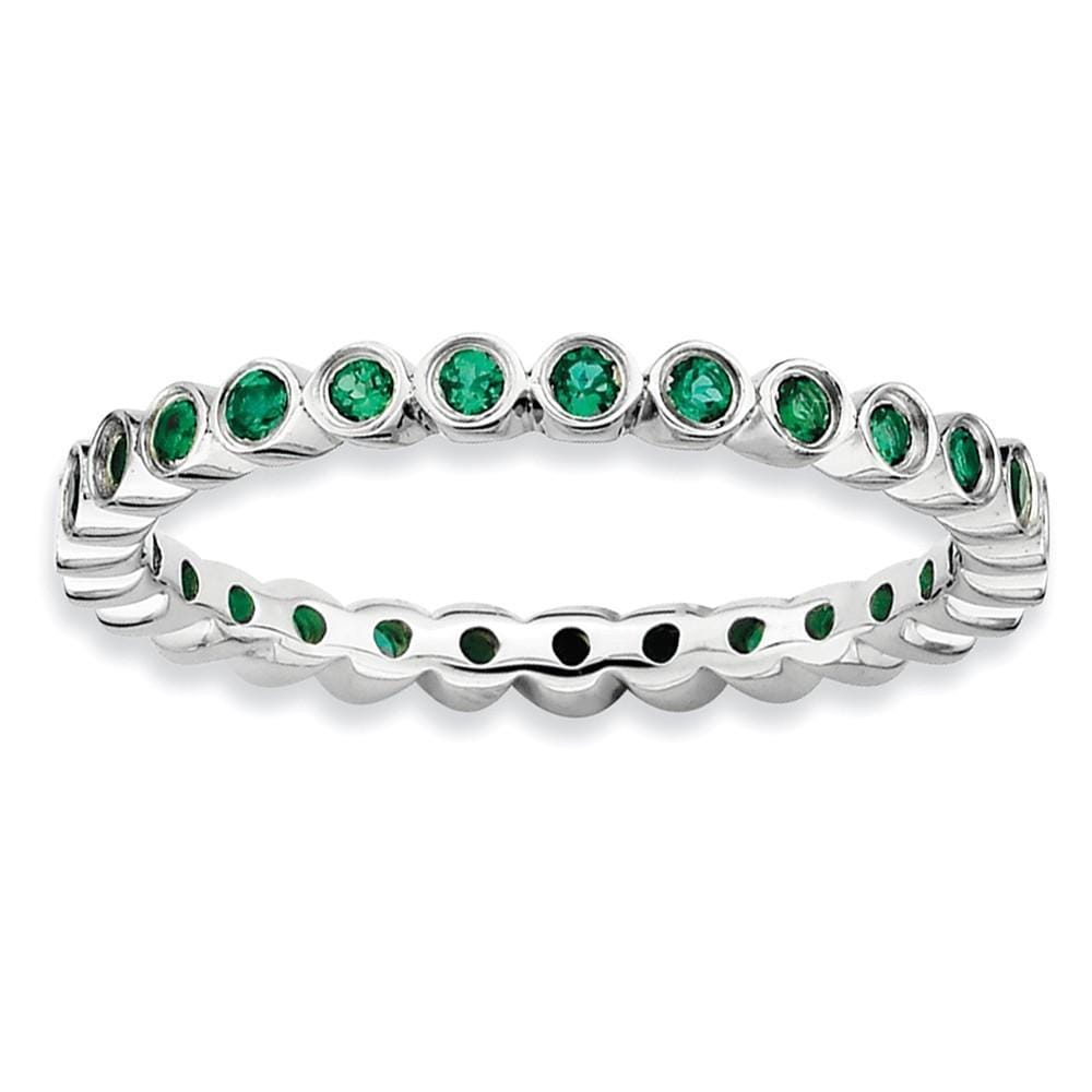 Sterling Silver Stackable Expressions Emerald Ring