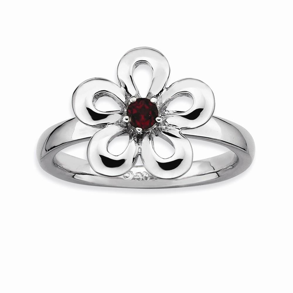 Sterling Silver Stackable Expressions Garnet Ring