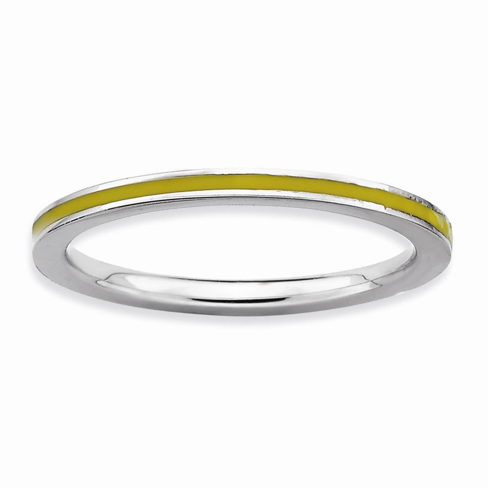 Sterling Silver Yellow Enameled 1.5MM Ring