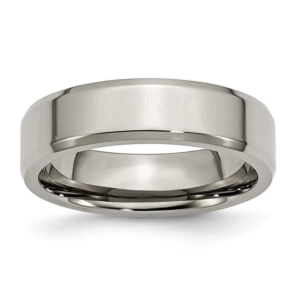 Titanium Brushed Beveled Wedding Band